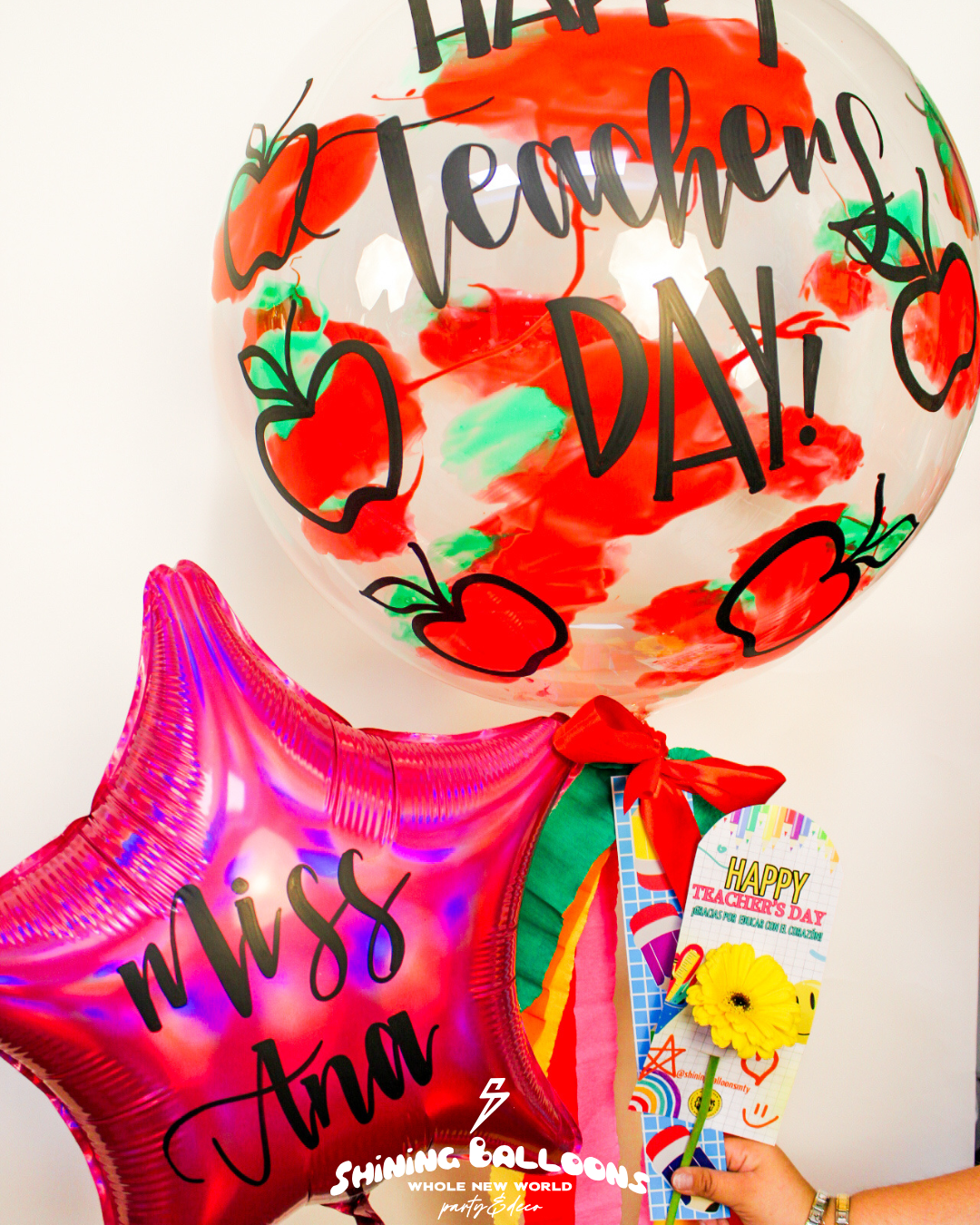 Paquete globo, gerbera y estrella para MAESTRA :)