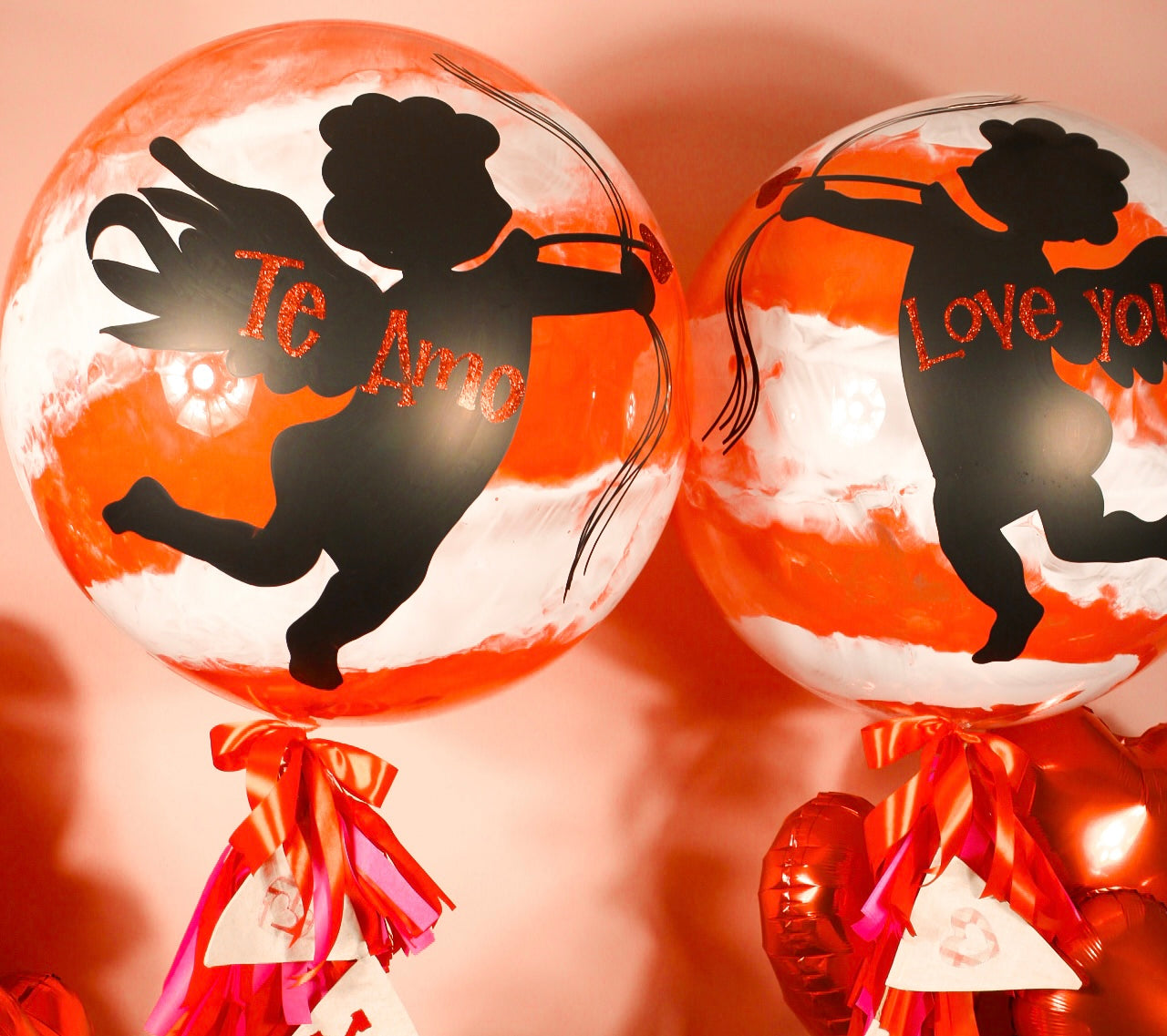 BURBUJAS GIGANTES CUPIDO 'TE AMO' Y 'I LOVE YOU'