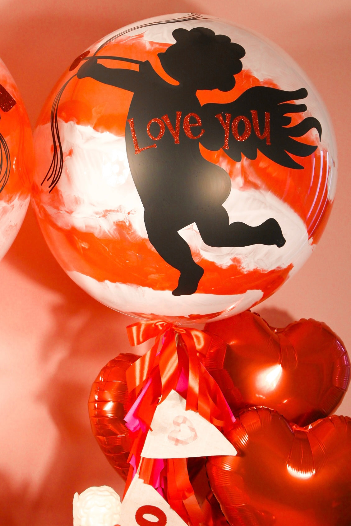 BURBUJAS GIGANTES CUPIDO 'TE AMO' Y 'I LOVE YOU'