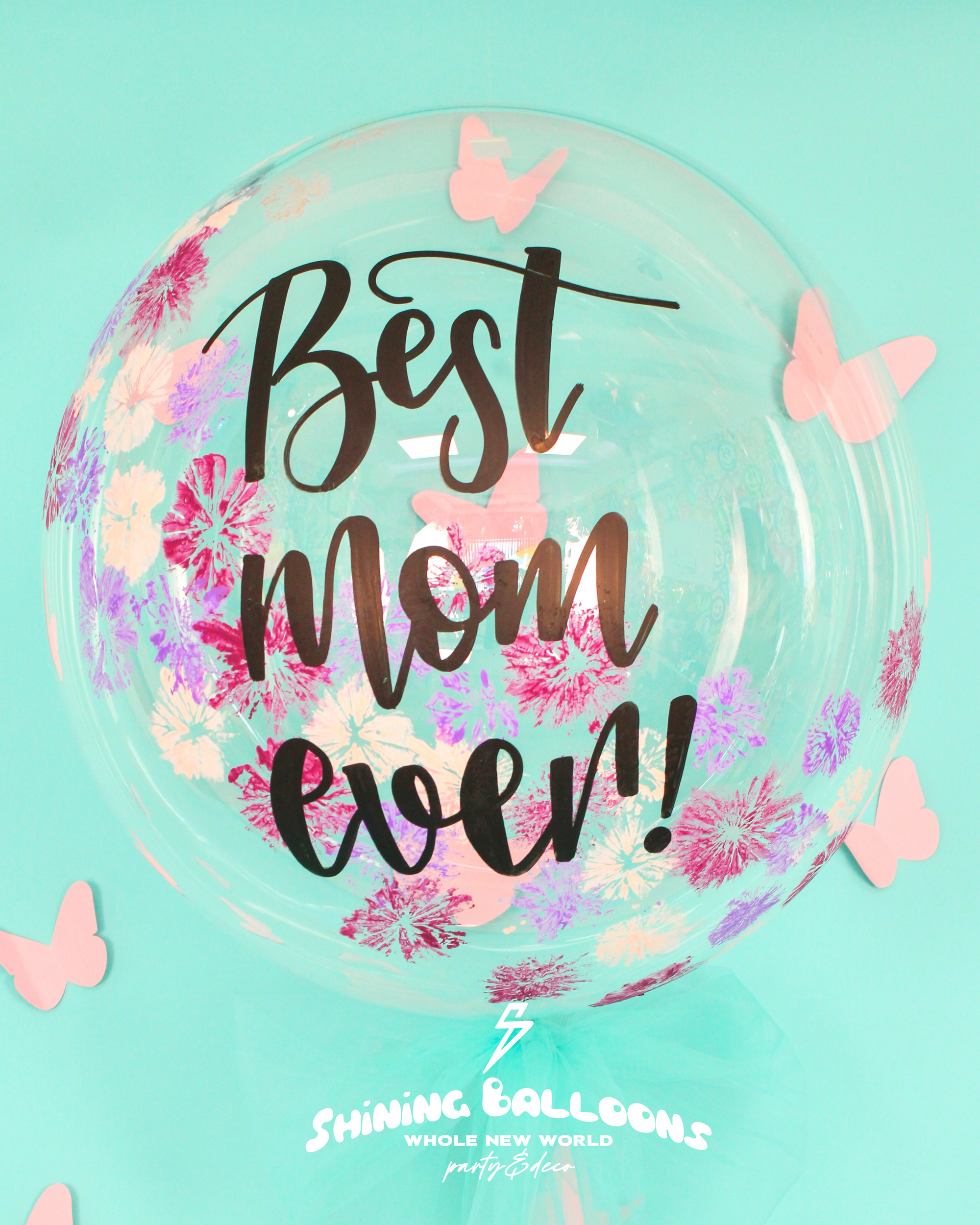 Burbuja gigante 36" BEST MOM EVER Diseño Flor Aster
