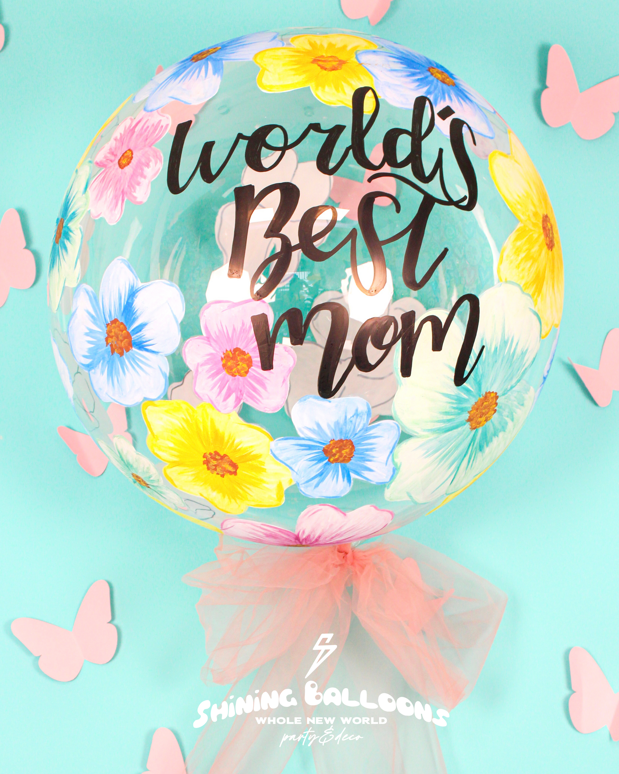 Burbuja gigante 36" WORLD'S BEST MOM Diseño Flor de Maga