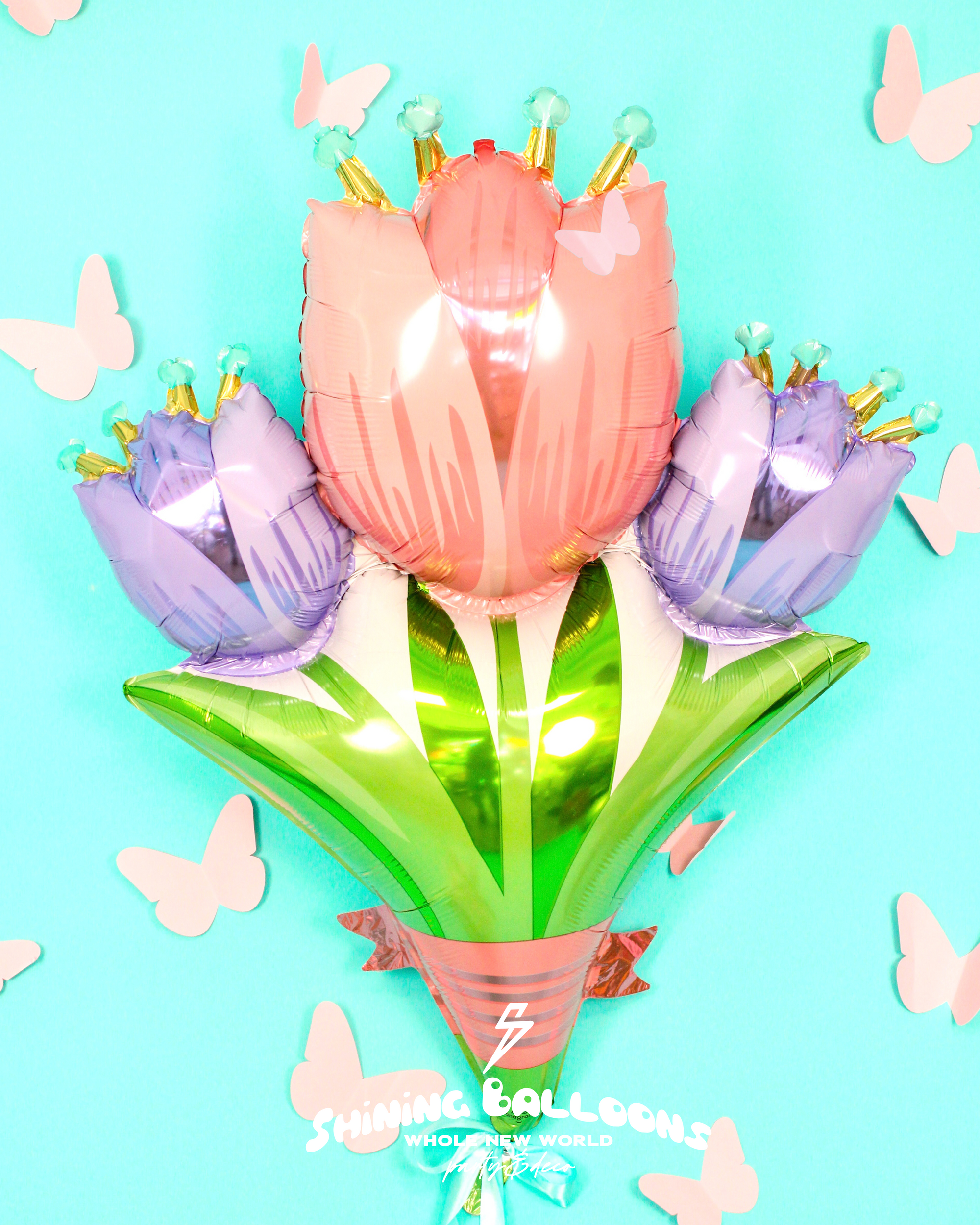 Globo Tulipanes 28" + Ramo 12 pz